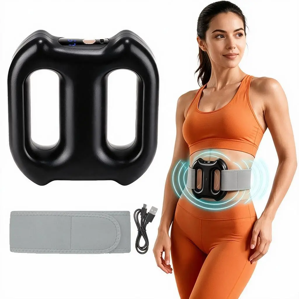 5-Speed Dual-Ring Electric Massage Ring, Adjustable Modes, Rechargeable Wireless Full Body Massager, 15-Minute Muscle Care with LCD Digital Screen, Hands-Free Massager for Waist Abdomen Shoulder Back, Usb Rechargeable Massagers