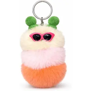 Insect Keychain – Caterpillar Keychains Bag Charms for Women with Sunglasses and Green Antennae, Plush Key Chains Gifts for Daughter, Friends, Family, Girls and Insects Lovers