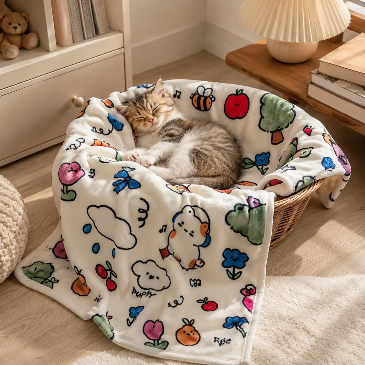 Polyester Animal Print Modern Soft Plush Pet Throw Blanket, Cozy Cover for Dogs & Cats, Ideal for Couch & Bed