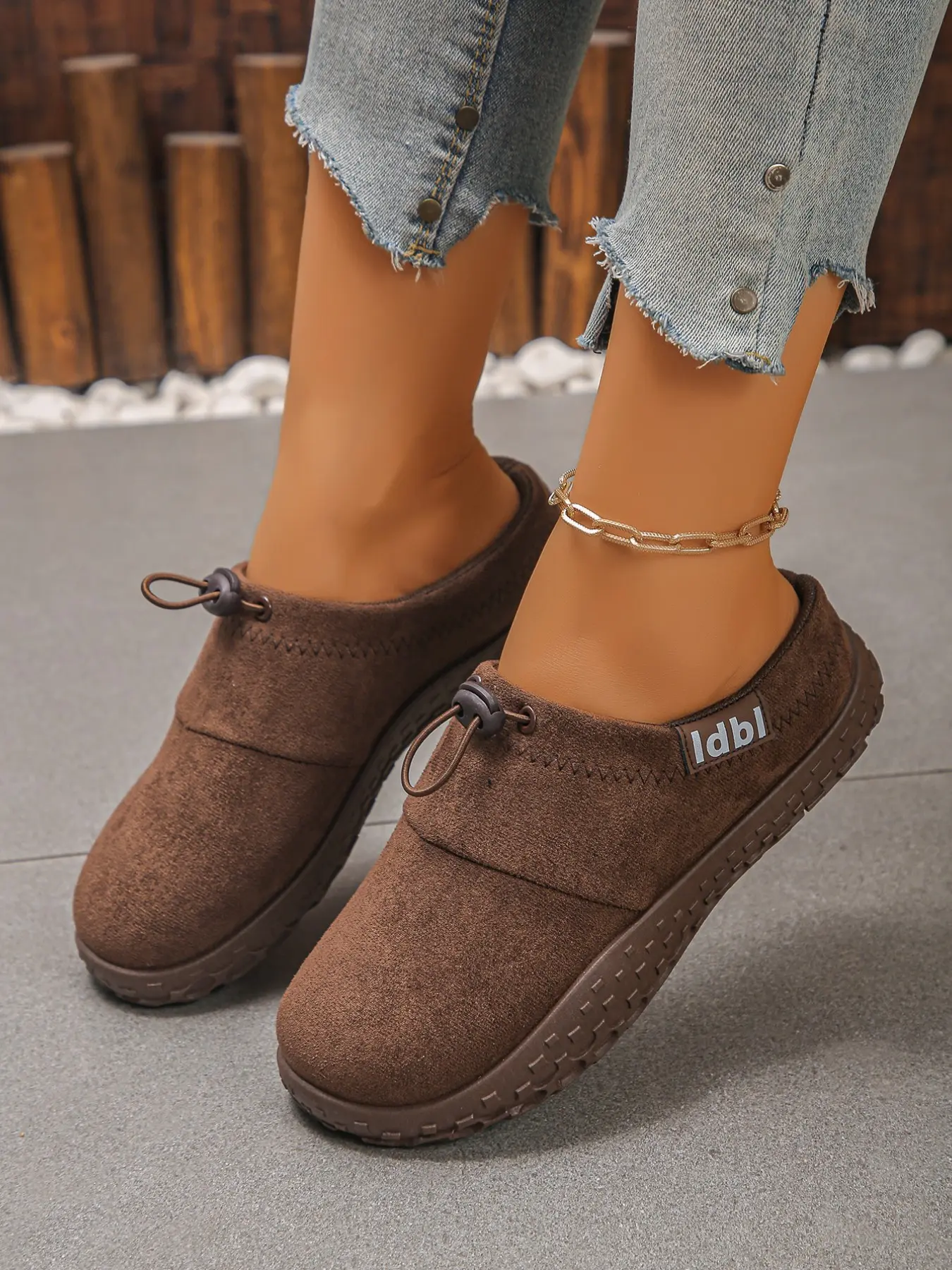 Women's Casual Slip-On Mules, Round Toe Low Top Design, Textile Upper & Rubber Sole, Comfortable Daily Wear, All-Season Footwear