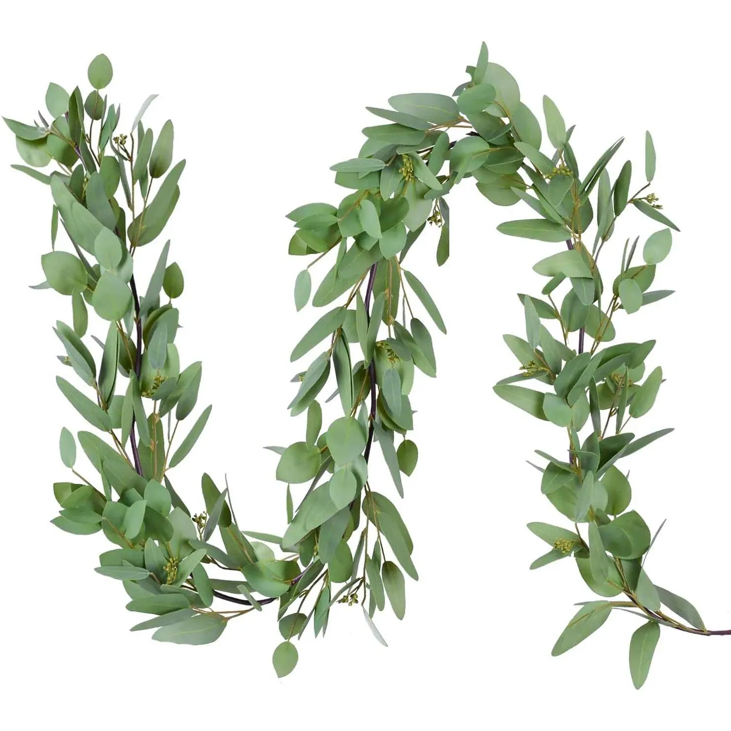 5.5ft Seeded Eucalyptus Garland, Artificial Vines Faux Eucalyptus Leaves Table Garland Artificial Greenery Wedding Backdrop Arch Wall Decor
