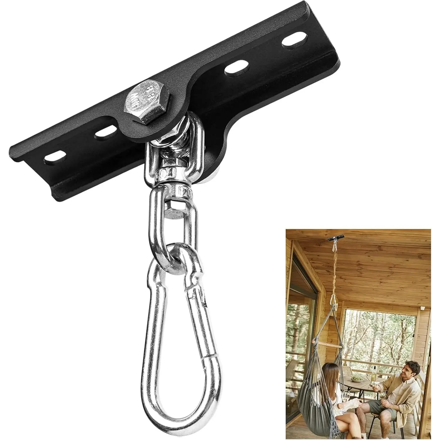 Metal 360°Swivel Swing Hangers,Heavy Duty Swing Suspension Hook,400 lbs Capacity Playground Gym Boxing Bag Hammock Chair Yoga Porch Swing Mount