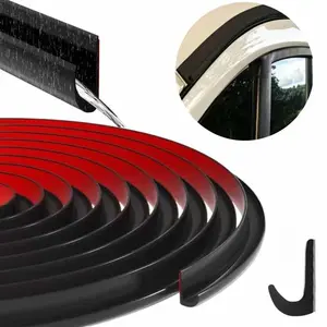 Waterproof Drainage Channel Strip, Self-Adhesive J-Shaped Drip Rail, Flexible TPE Roof Water Deflector Drain Strip for RVs, Campers, Vans, Trucks and Cars, Improves Rainwater Runoff and Drainage Flow, Vehicle Door Edge Trim, 1 Roll (Black/White)