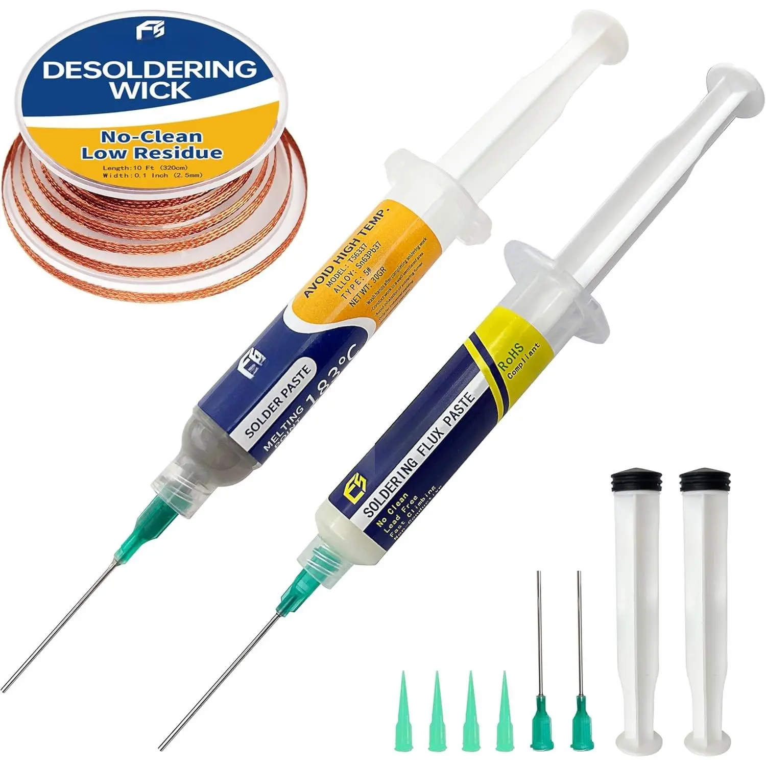 Solder Paste (Sn63/Pb37 30G) & No Clean Soldering Flux(10cc) for  Soldering