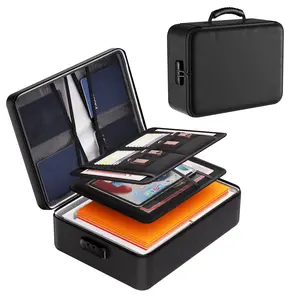 Fireproof & Waterproof Document Storage Box with Lock – Secure Hard Organizer for Certificates, Laptops, Passports – Portable File Case for Office & Home Use – Black