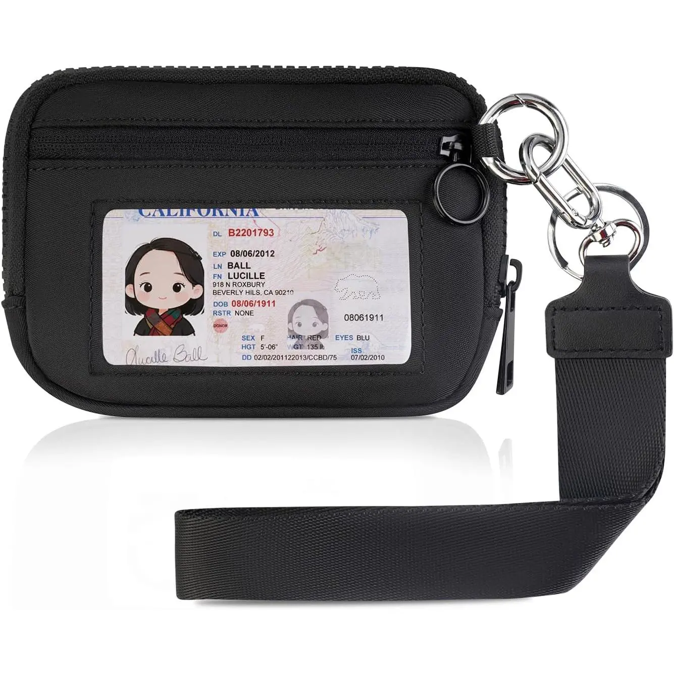 Women's Compact Modern Synthetic Wristlet Wallet, Zip Card Case with ID Window & Card Storage for Walking, Travel, Daily Use, Wallets For Women, Zipper