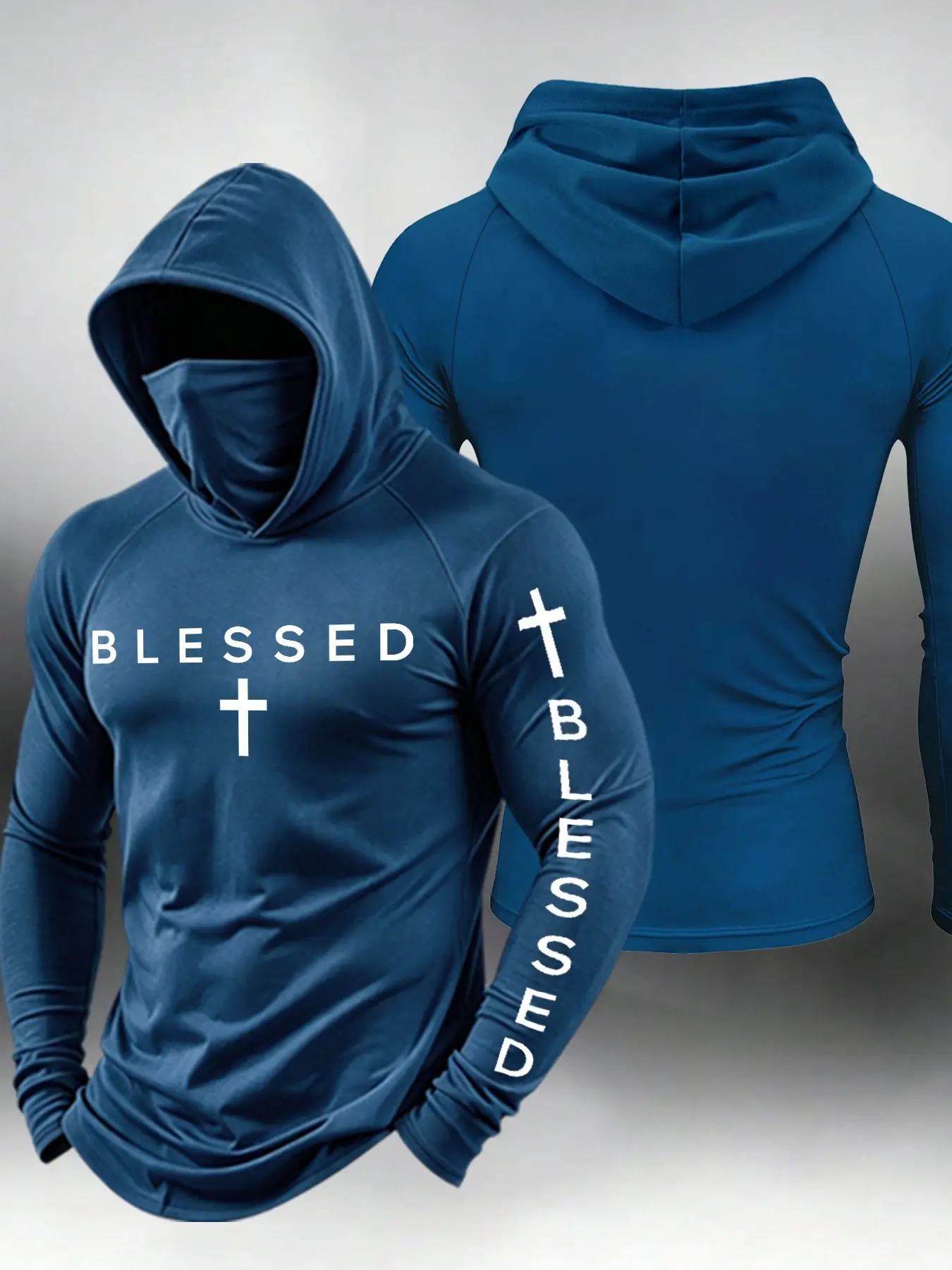 Men’s "Blessed" Cross Print Slim‑Fit Hoodies, Religious Faith‑Based Long Sleeve Athletic Hooded Tops, Urban Gym Streetwear Outfits#BlessedCrossHoodie #FaithBasedStreetwear #SlimFitAthleticHoodie #ReligiousGymWear #TikTokFashion