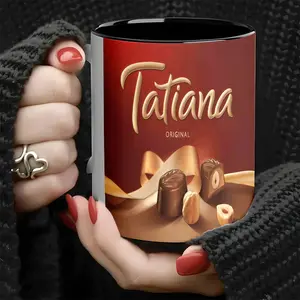 11oz Ceramic Coffee Mug, Tatiana Original Chocolate Design, Perfect for Home Use, Outdoor Display Cup, Stylish and Durable Drinkware