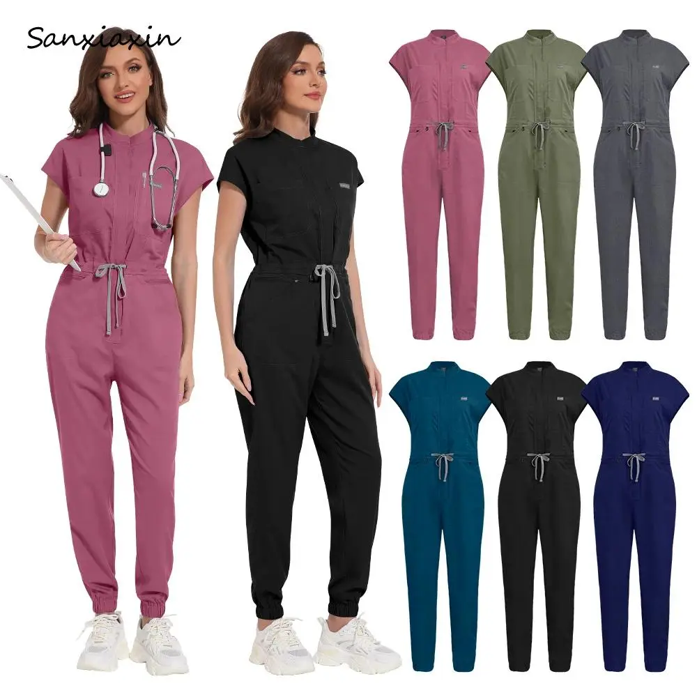 Wholesale Hospital Clothing Medical Apparel Scrub Uniform Women Short Sleeved Scrubs Jumpsuit Medical Scrub Uniforms with Pocket