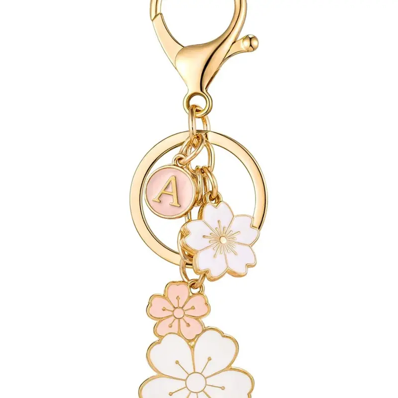 Stylish Initial Zinc Alloy Keychain, Dripping Flower Charm, Elegant Letter Key Ring for Women & Students, Perfect Accessory for Handbags & Backpacks, Trendy Cute Keychain, Fashion Keychain, Keychains Cute