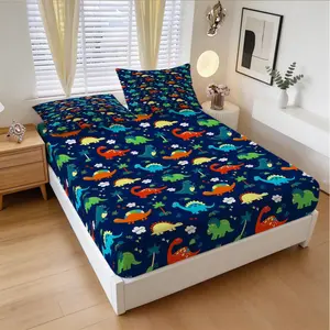 Cartoon Dinosaur Pattern Bed Sheet, Soft And Comfortable Bedding Set (1 Bed Sheet+2 Pillowcases, No Pillow Core), Suitable For Teenagers And Adults, Bedroom, Dormitory, Apartment Scenes