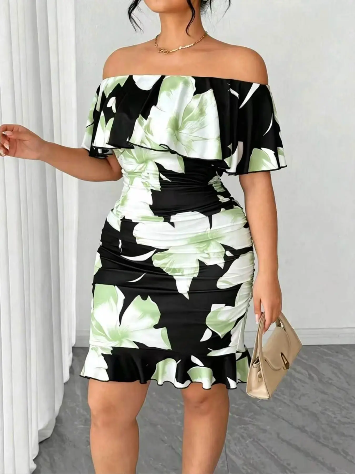 Elegant Fashion Casual Versatile Floral Dress, Perfect for Dates and Parties, Bodycon A-Line Midi Dress, Ideal for Special Occasions