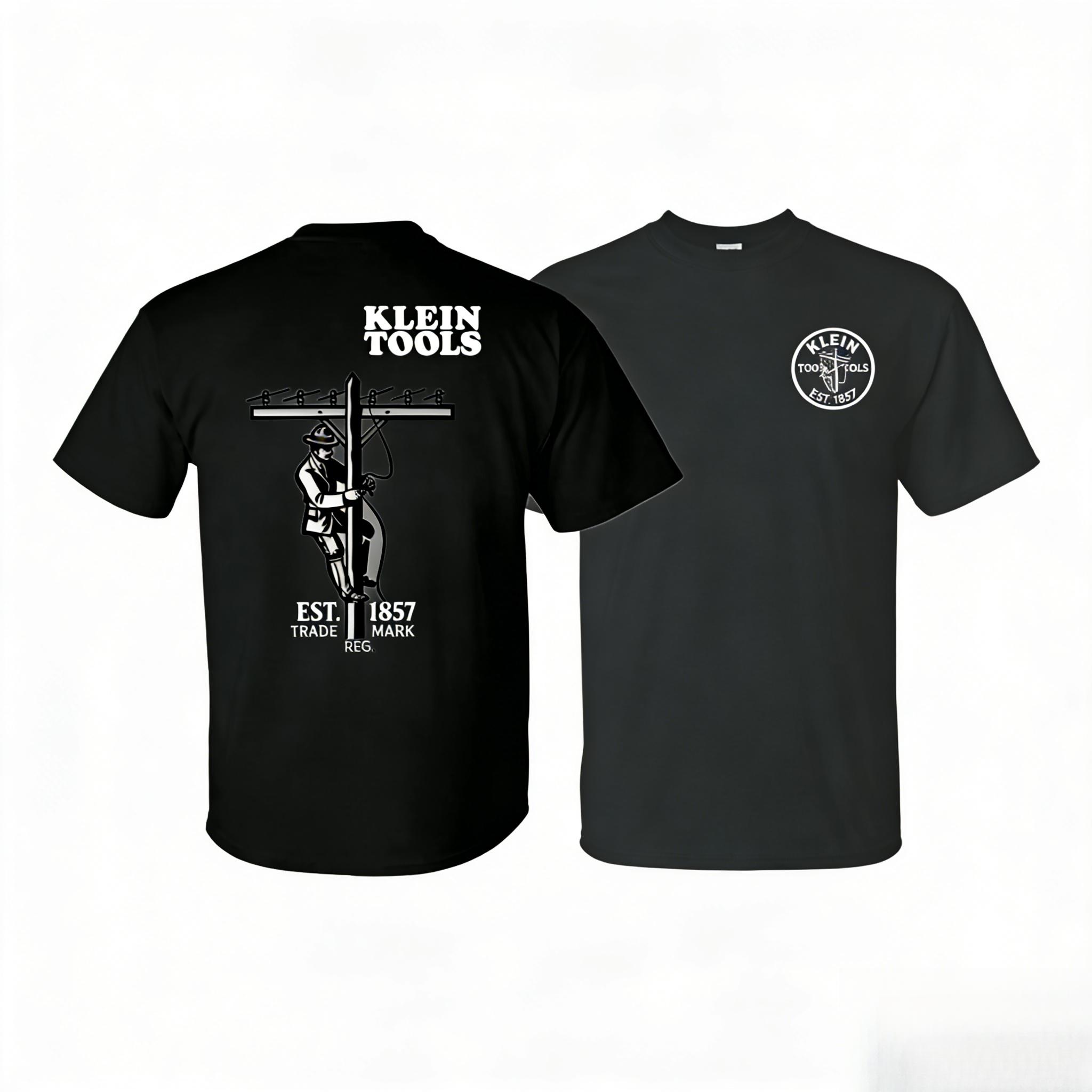 Klein Tools T-shirt – Vintage Electrician's Practical Pole Pattern, Stylish and Versatile