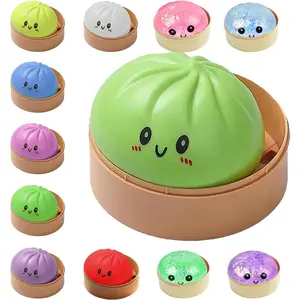 Dumplings Squishy Mystery Mini Dumplings Squishy Stress Balls Fidget Sensory Toy Soft Squeeze Decompression Dough (Green)