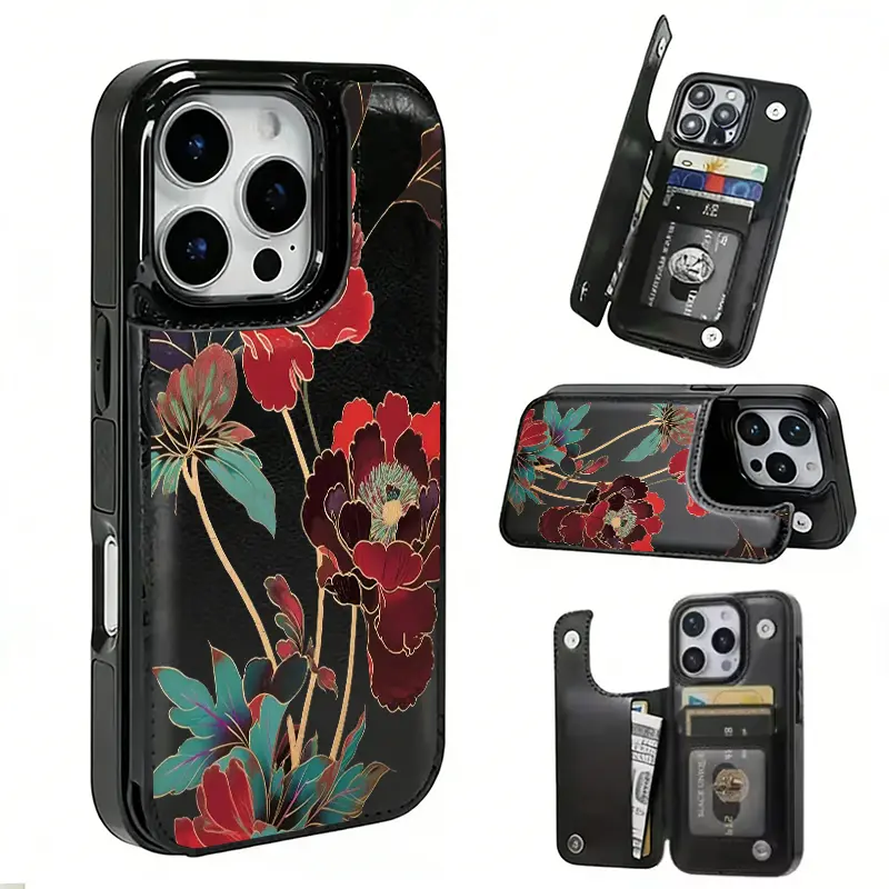 Gold-lined Peony Blooms Gracefully Phone Case for iPhone 17 AIR 17 PRO 16 PRO15 PRO MAX 14 PLUS 13 PRO 12 11 PRO XS MAX X XR Plus and Samsung Galaxy S22 to Galaxy S25 PLUS Ultra Shockproof Protective Cover Full Protection Anti-Drop