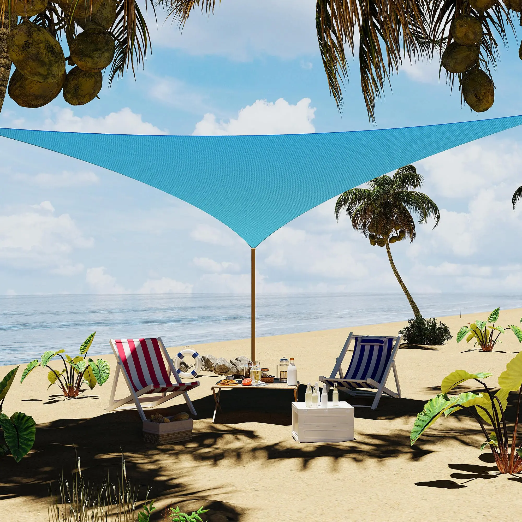16×16×16Ft Triangle UV Protection Shade Sail | Breathable Heavy-Duty Canopy for Patio Garden Deck | Solution for effective outdoor sun shielding