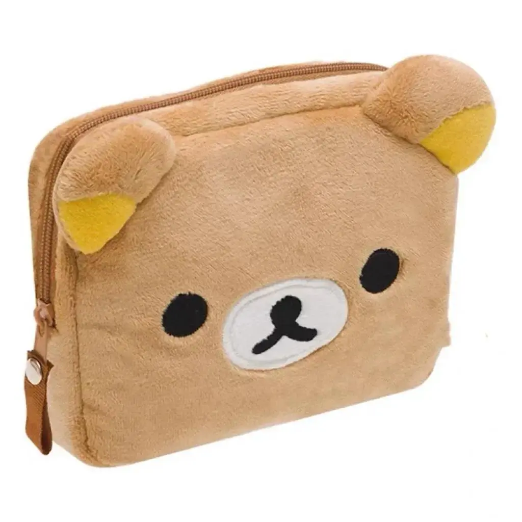 San-X Rilakkuma Soft Plush Pouch - Cute Kawaii Home Accessory, Store Makeup Pens Organizer, Vanity Bag