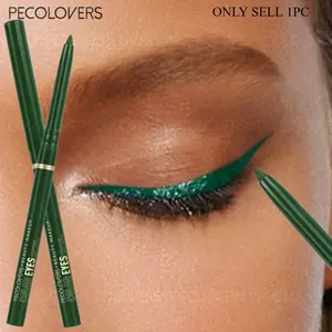 1 Pcs Green Black Eyeliner Pencil, Monochromatic Easy To Glide Eyeliner Pen, Waterproof Long-lasting, High Pigmented Smudge-proof, for All Styles, Music Festival Party Makeup, Perfect Gifts, Daily Makeup