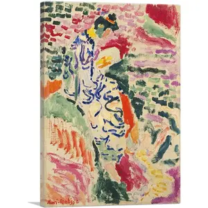 La Japonaise Woman beside the Water 1905 Canvas Art Print Stretched Framed Painting Picture Poster Giclee Wall Decor by Henri Matisse - 18" x 12" (0.75" Deep)
