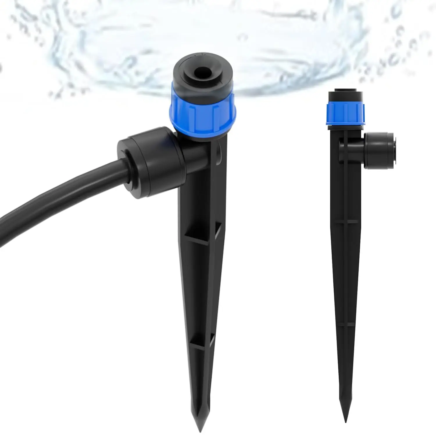 1/4 Inch Adjustable Drip Irrigation Emitters, Push-in 360° Drip Emitters for 1/4" Tubing, Adjustable Flow Watering Drippers for Garden & Greenhouse, 18 Pack