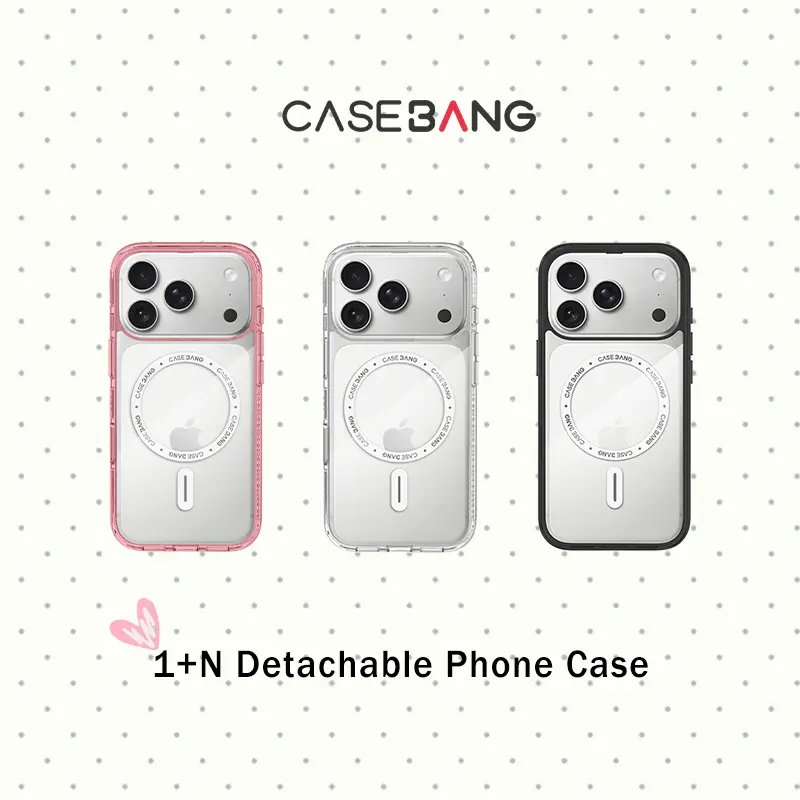 CASEBANG ImagiSnap Clear White&Black&Pink Base Case Soft Silicone Military Drop Protection Magsafe Compatible with iPhone 15-17 & Samsung S25 Ultra
