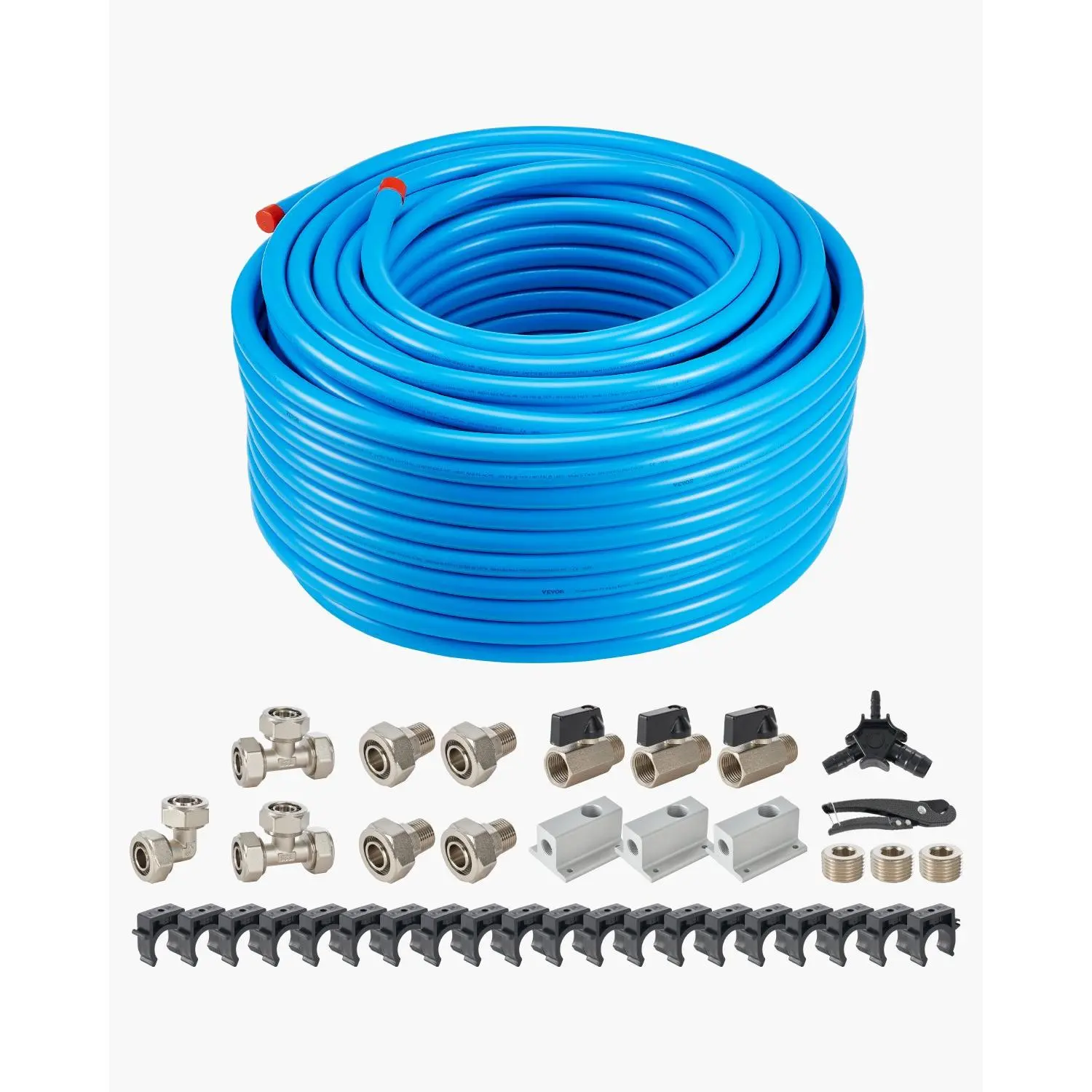 VEVOR Air Compressor Line Kit, 300FTx 3/4", HDPE-Aluminum Compressed Air Piping System, Leak-Proof, Pressure-Resistant Easy-to-Install, Compressed Air Line Tubing Kit for Garages Workshops, Blue