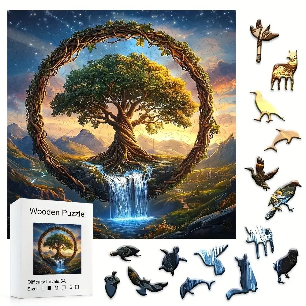 Tree of Life Wood Jigsaw Puzzle for Adults and Teens, Premium Plywood, Colorful Tones, Includes Gift Box, Ideal for Holidays
