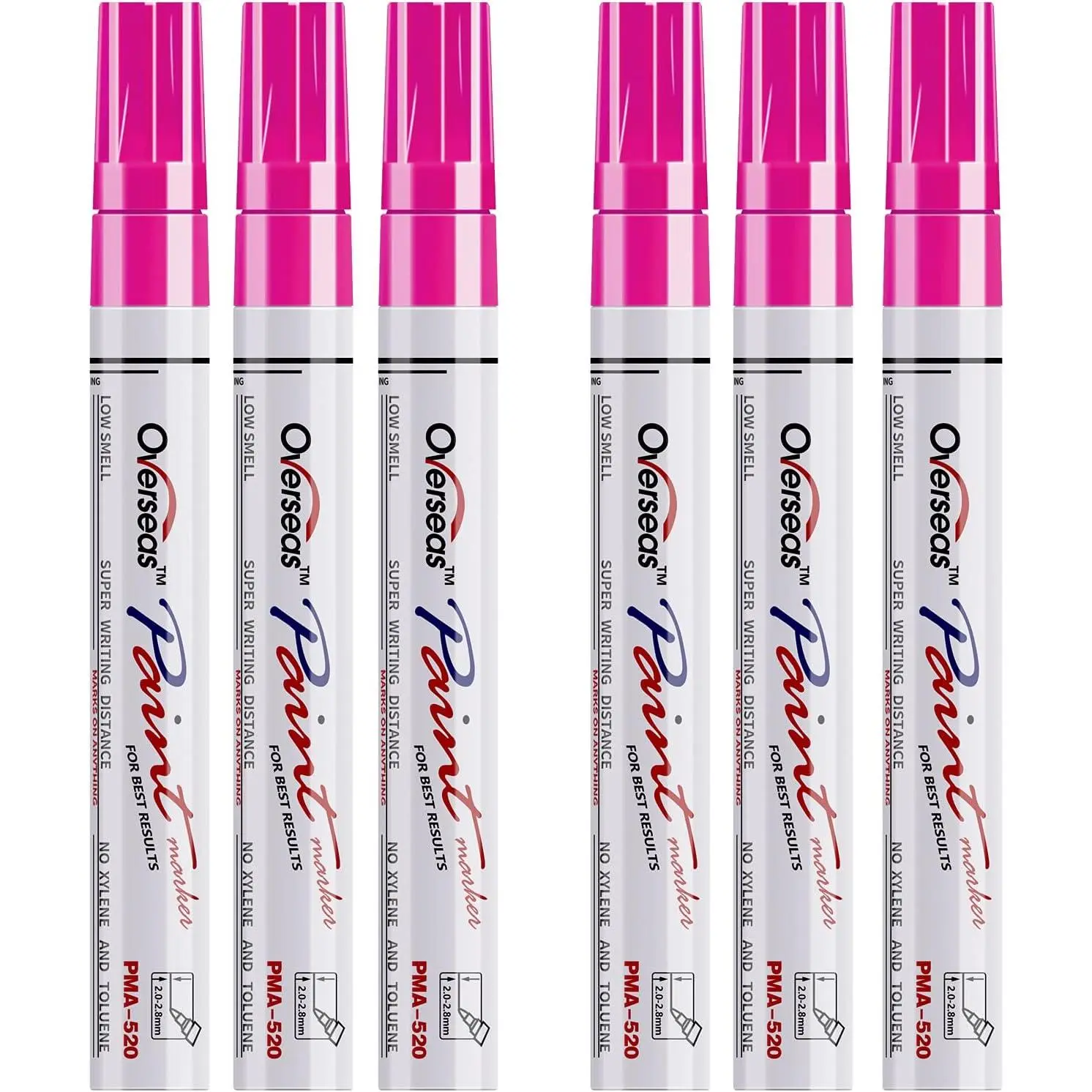 Marker Pens, 6 Pack Oil Based Permanent Markers | Medium Tip, , Quick Dry, Fade Resistant  Pens  Markers for Rock, , Metal, Plastic, Glass, Rubber