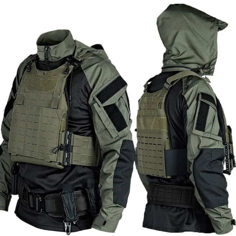 Spring and Autumn tactical combat clothing set, shirt trench coat frog pants T-shirt sweater