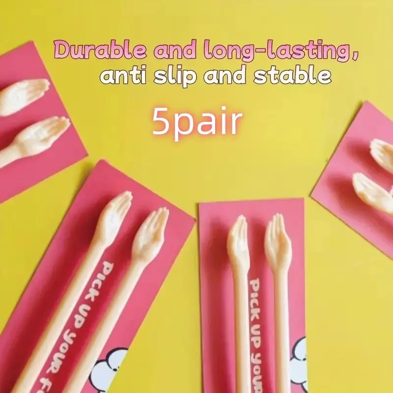 5 Pairs Creative Handheld Chopsticks, Finger Chopsticks, Fun Kitchen Utensils, Unique Gifts for Women, Non-Disposable, Perfect for Playful Dining