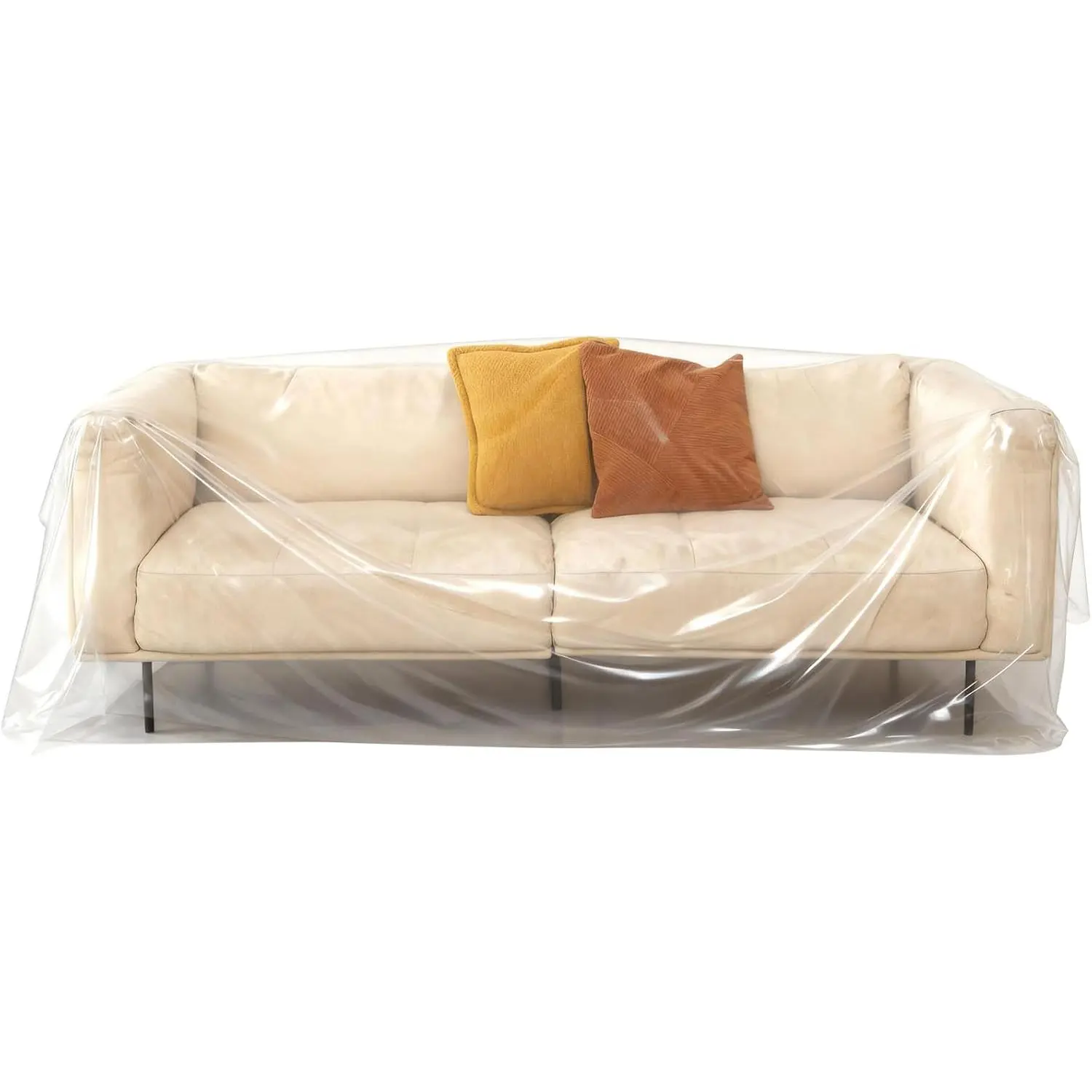 2 Pack Clear Plastic Couch Cover, Extra Large Dust-Proof Waterproof Sofa Cover for Moving and Storage, Furniture Moving Bags for Sectional Couch Loveseat, 150" H x 47" W