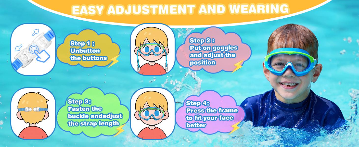 2 Pack Wide View Swimming Goggles, No Leaking Kids Swim Goggles with Anti-Fog/UV HD View Kids Goggles Boys Girls 3-15