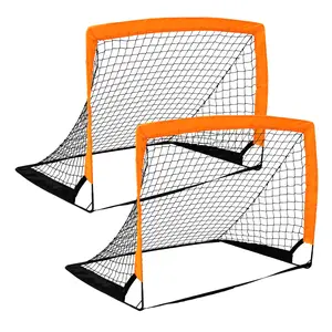 Kids' 2-Pack Sturdy 4x3 Ft Foldable Soccer Net Set - Quick Foldable Setup, Heavy-Duty Fiberglass Rods, Tear-Resistant Oxford Fabric, Includes Stakes, Outdoor Sports Toys for Backyard, Bluey/Hopper/Spiderman Kids' Ball