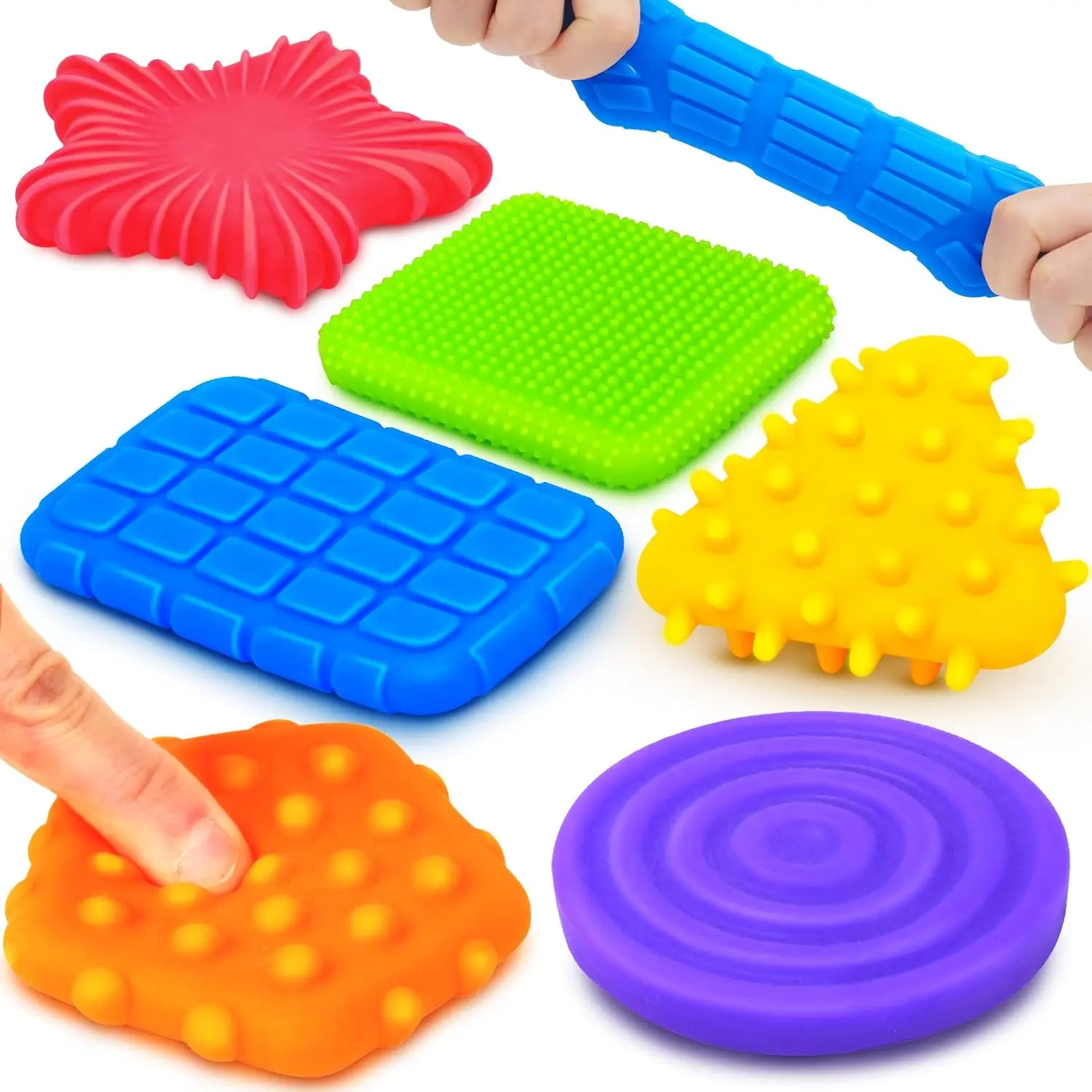 Squishy Sensory Toys for Kids Toddlers: Super Soft & Textured Sensory Fidget Toy for Autistic Children Special Needs | Stress Calming Toys for Kids | Baby Stocking Stuffers Fidget Toy for Autism, ADHDfidget toys