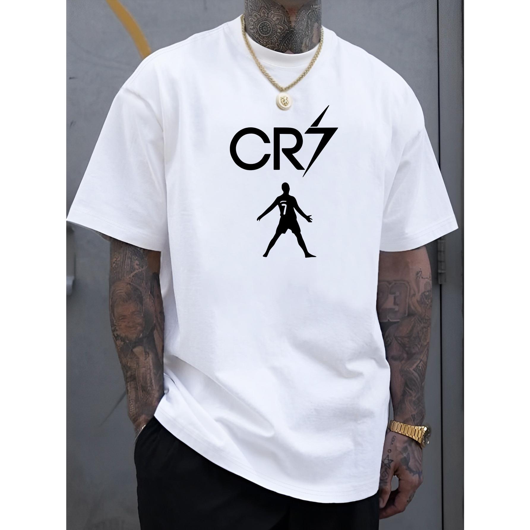 Men's CR7 Printed Short Sleeve T-Shirt, Lightweight Comfortable Summer Casual Wear