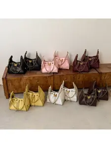 Quilted chain women's bag 2026 hot new style trendy fashion for all seasons, versatile for going out, large capacity drawstring bucket crossbody bag, niche design with a high-end feel and texture