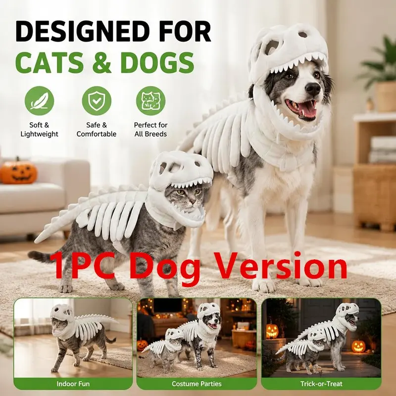 Cute Bestselling Dinosaur Skeleton Costume, Pet Clothing, Fun and Stylish for Pets, Perfect for Parties and Events