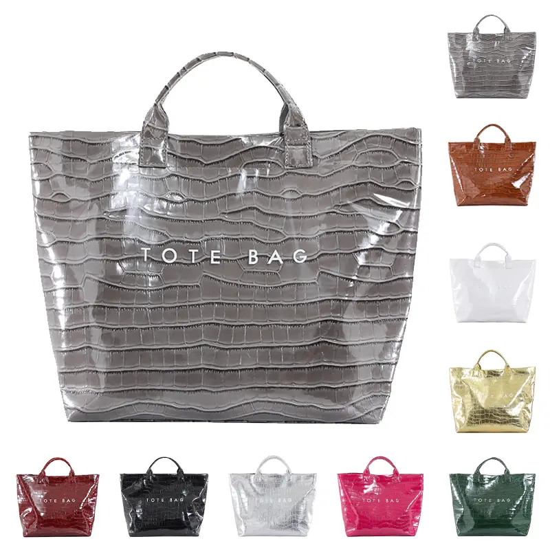 PVC Tote Bag for Women Snake Skin Print Purse Clear Plastic Tote Bag Large Kraft Paper Handbag