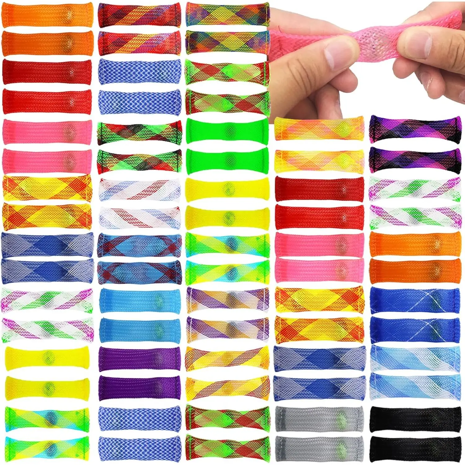 50 Pack Marble Mesh Fidget Toys, Sensory Stress Relief Toy, Marble and Mesh Fidgets for Adults and Children with ADHD, Autism, Depression, Anxiety Disorders - Calming Sensory Squeeze Toys for Anxiety Relief