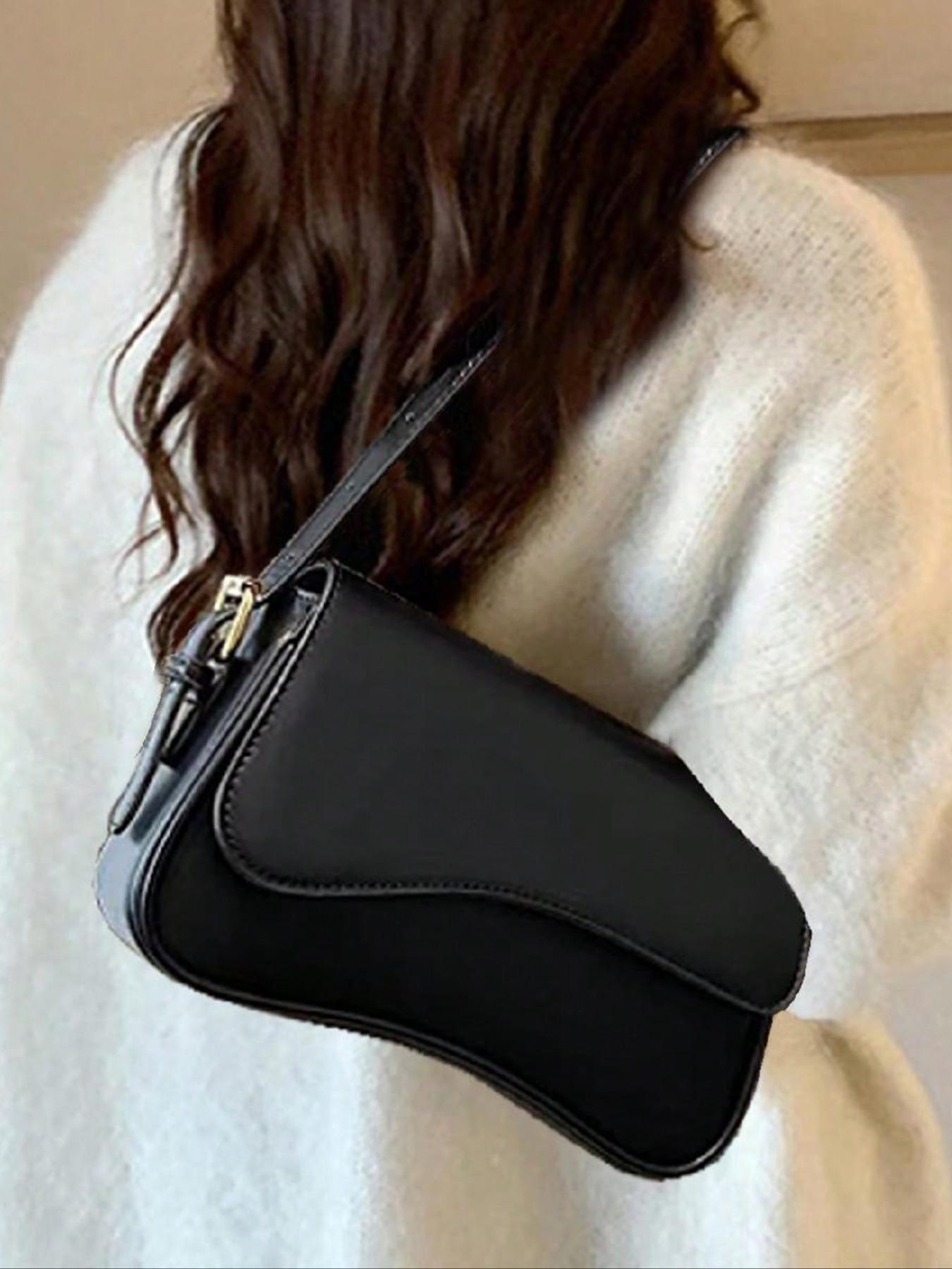 Women's Solid Color Bag, Fashionable PU Leather Shoulder Bag for Daily Used, Casual Trendy Versatile High-quality Daily Commuting Bag