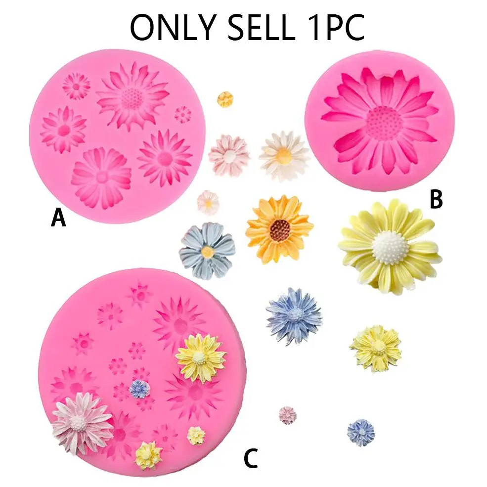 Daisy & Sunflower Shaped Food Grade Silicone Reusable Mold, 1 Count Multi-purpose Floral Design DIY Baking Mold, Baking Tools for Home Kitchen Silicone Molds, Home Baking Supplies, Bakery Molds