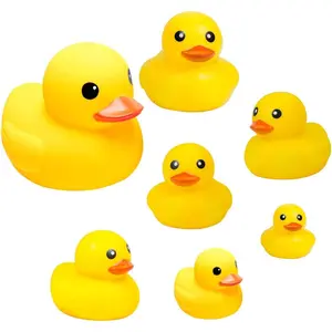 Yellow Rubber Ducks, 7pcs Preschool Large Bath Toys Bathtub Floating Duckies Gift  Baby Shower Infants Kids Toddler Party Decoration (Medium)