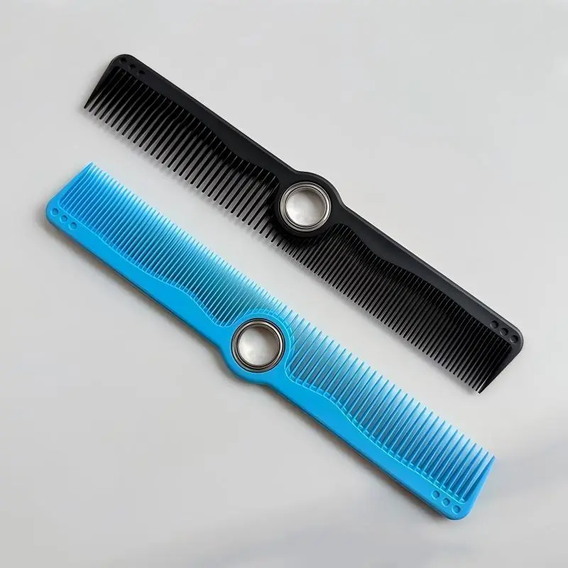 Professional Rotating Hair Cutting Comb Double Sided Styling Comb Built-in Fidget Spinner Stress Relief Design Practical Grooming Tool for Barbers Salon Daily Hair Styling