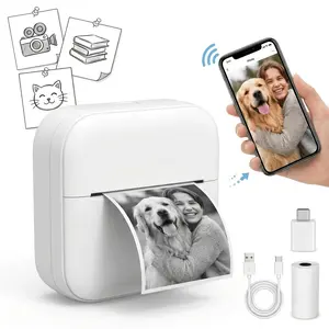 Micro Printer, Pocket Printer, Inkless Sticker Thermal Printer, Wireless Portable Receipt Printer, Ideal for Photos, Diaries, Notes, Memos
