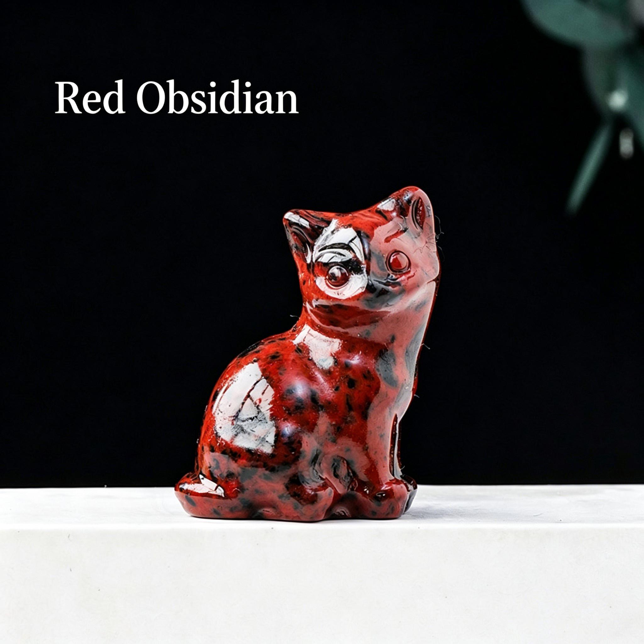 Natural crystal fortune cat carving piece, crystal raw stone semi-precious stone DIY animal crystal craft ornament