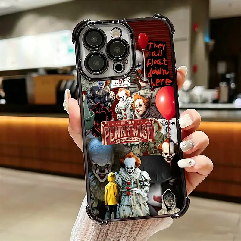 Spooky Pennywise IT Horror Collage Phone Case,Halloween Horror Lover Gift Idea,For iPhone 17 Pro Max 16 15 14 13 12 11 Pro Max X XS and for Samsung S22 S23 S24 S25 S26 Plus Ultra,Best Gift Idea,Protection Casing, Horror Theme, Impact Buffer