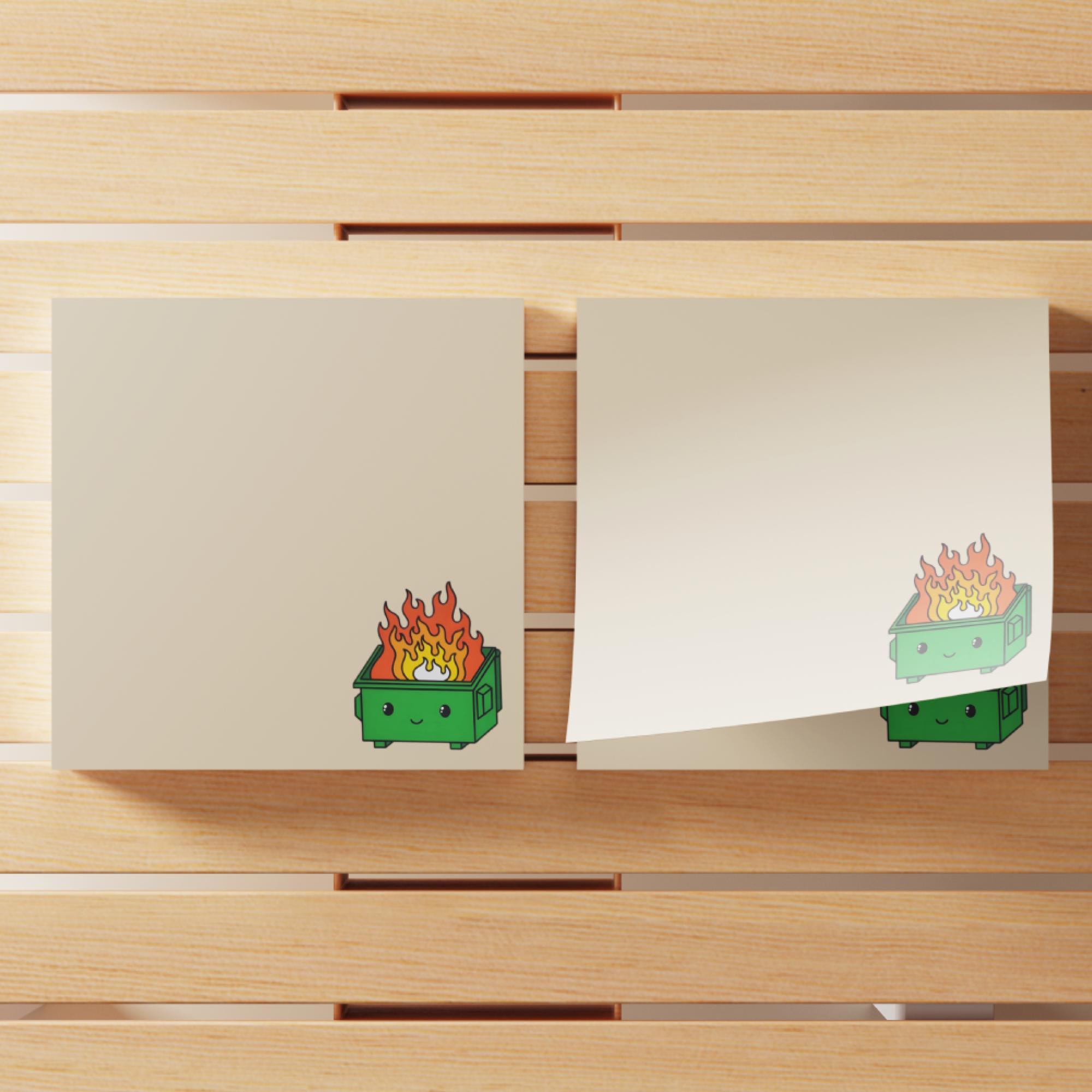 Dumpster Fire Sticky Note, 4 Counts/set Cartoon Sticky Note, Adhesive Note Pad for School Office Home Supplies Students Teachers Gift