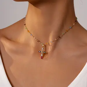 Soocosisx Diamond-Inlaid Crystal Bead Clavicle Necklace, DDXL0009, Elegant Women's Necklace, Unique, Niche, High-End, 14K Gold Plated.