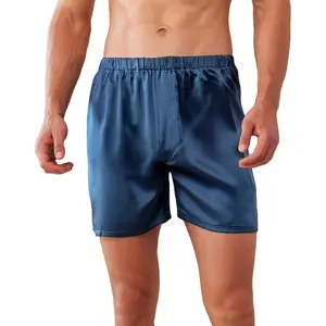 Men's 100% Mulberry Silk Boxer Shorts - 22 Momme Silk Luxury Breathable Sleep Shorts for Nightwear, Beach, Travel
