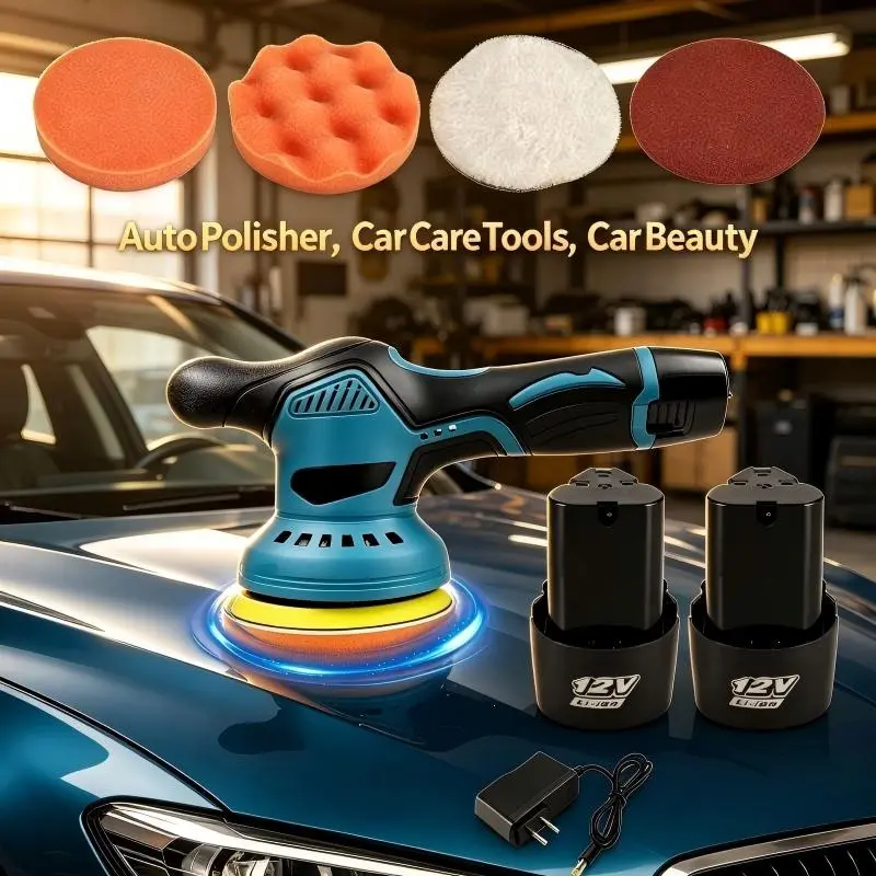 Cordless Orbital Polisher - Rechargeable Variable Speed Polishing Grinding Machine, Wireless Polisher Set with Discs Set, Flexible for Mobile Operations, Car Detailing, Furniture Hardware Maintenance